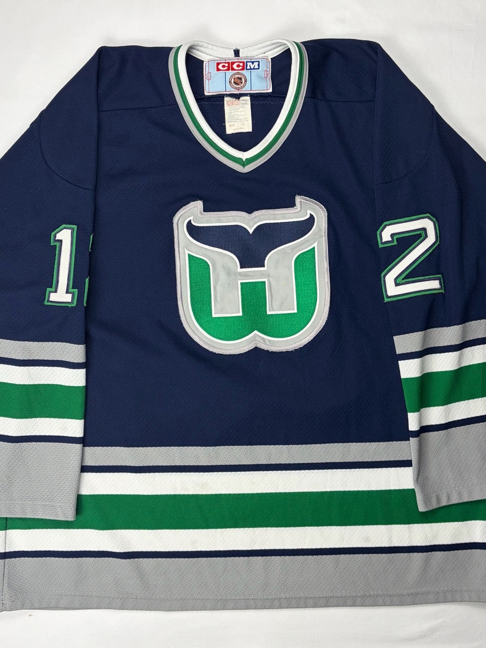 Vintage 90s CCM Hartford Whalers Steven Rice #12 Jersey XL